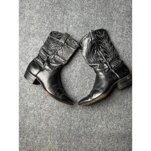 Womens Western Dan Post Black Leather Cowboy Boots, Size US 7.5 C